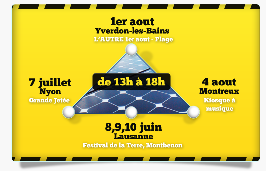 8,9,10 Juin : Lausanne / 7 Juillet : Nyon / 1er Aout : Yverdon-les-Bains / 4 Aout : Montreux